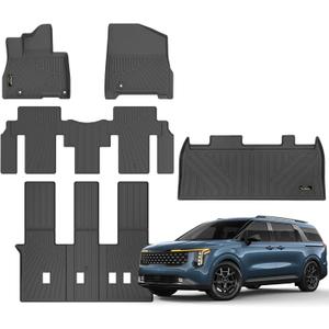 Floor Mats & Cargo Liner Custom for Kia Carnival 2025 2026 Hybrid MPV 8 Seats (NOT for Pure Fuel & Prestige Models) All Weather TPE Floor Liners Automotive Trunk Mat for Carnival Hybrid Accessories