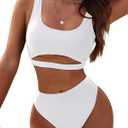 Blooming Jelly Women's High Waisted Bikini Sets High Cut Bathing Suits Two Piece Sporty Cut Out Swimsuits S 