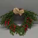 25 Inch Real Touch Norfolk Pine Christmas Wreath for Front Door, Large Expandable Artificial Holiday Wreath for Indoor Outdoor Window Wall Porch Decor