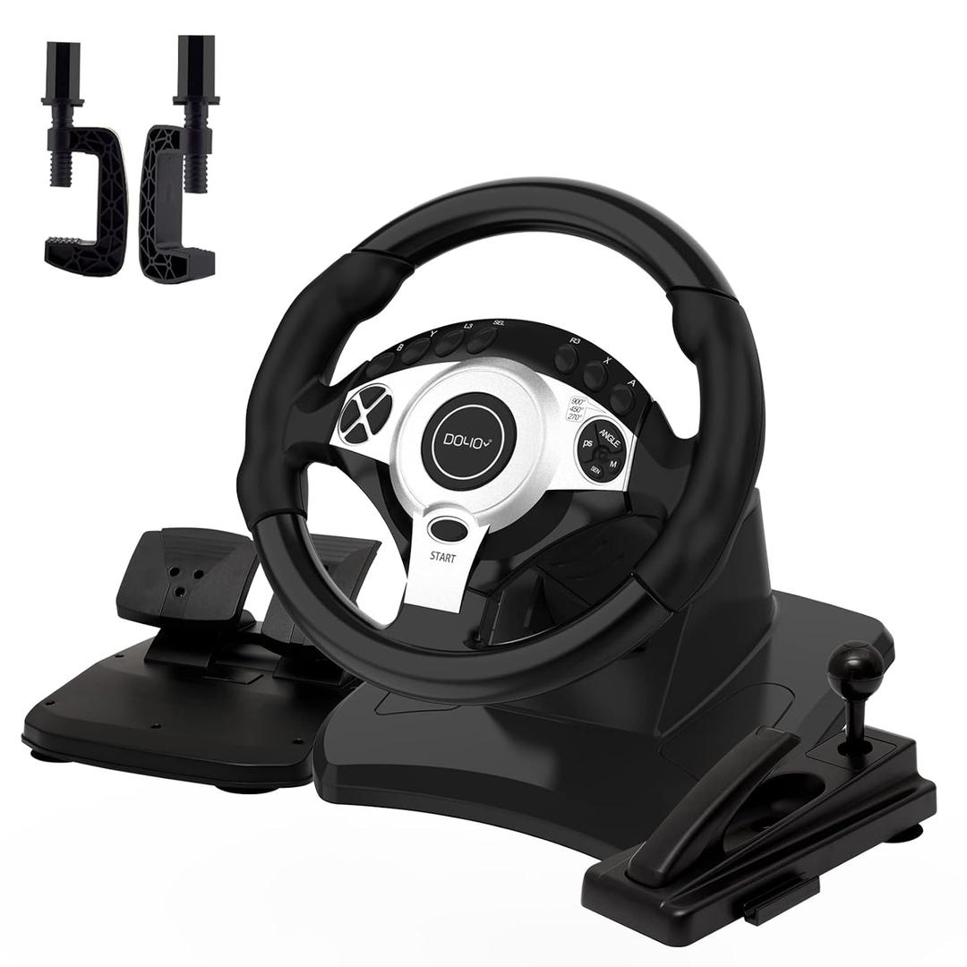 NBCP Racing Wheel with 270/900 Rotation, PC Steering Wheel with Pedals, Dual-Motor Vibration & Gear Shifter for Xbox Series X|S, Xbox One, PS4, PS3, PC, Switch, Xbox 360 Driving Sim Experience