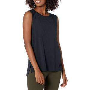 Amazon Essentials Women's Soft Cotton Relaxed-Fit Yoga Tank Top  (Medium, Black)