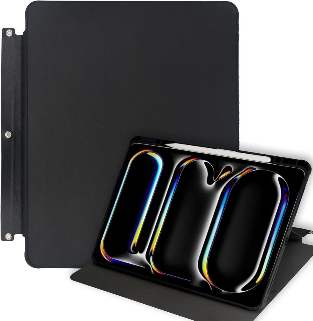 Rotating Tablet Case with 3-Ring Binder Holes fit for A4-Size Binder, 360 Degree Rotating Stand Cover with Pencil Holder for 13-inch iPad Pro (M5/M4) 2025/2024