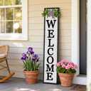 3D Outdoor Welcome Sign, 45"X9",Black
for Front Porch Standing Welcome Signs Large Vertical Tall Leaner, Wood Frame, Rustic Farmhouse Outside Home Front Door
