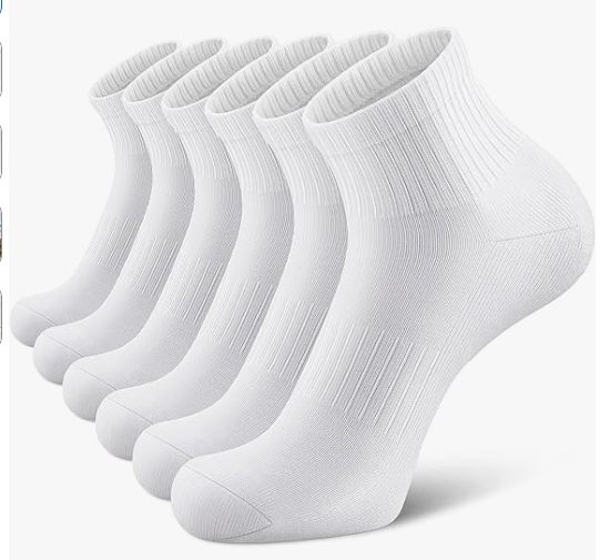 Airacker Athletic Quarter Socks with Cushion Running Ankle Socks for Men Women 6 Pairs Size 9-12