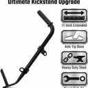 Extended Anti-Tip Kickstand with Rubber Bumper for Harley Touring 2007-2024, +1 Longer Heavy Duty Jiffy Stand for Road Glide Street Glide Road King Electra Glide CVO, Wide Base Gloss Black