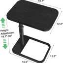 Kitstorack TV Tray Table, Adjustable Height & Rounded Metal Corners, Snack Table for Couch, Sofa, Bed, Chair, Living Room, C Shaped End Side Table for Eating, Dinner or Laptop, Small Spaces, Black
