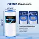 POOLPURE CC100 Pool Filter Replaces Pentair CC100, CCRP100, PAP100, PAP100-4, Ultral-C3, Unicel C-9410, R173215, Filbur FC-0686, 59054200, 160316, 160354, Predator 100, L x OD:23 5/8" x 10 1/16"