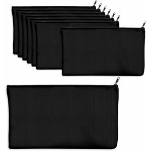 8 Pack Canvas Pencil Pouch, DIY Craft Zipper Bags Blank Makeup Bags Multifunctional Pouches Pencil Case for Cosmetic Toiletry Stationary (Black, 8.3 x 4.7)