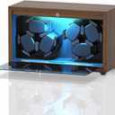 Watch Winder, 6 Slots Automatic Watch Winders with Serenity Blue Backlight and Memory Foam Pad, Open Lid Tech, 4 Modes (Adapter Not Included)
