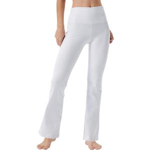 Bootcut Yoga Pants for Women with Hidden Pockets High Waist Workout Pants Tummy Control Dress Bootleg Work Pants (XX-Large, White)