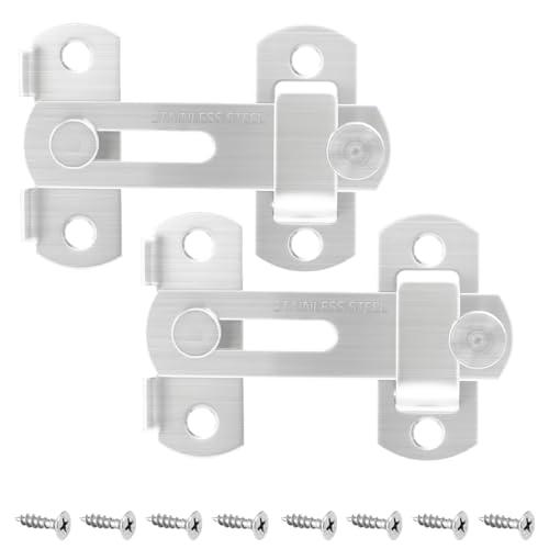 YDAJIURI 3 in Flip Sliding Barn Door Lock, Heavy Duty Gate Latch for Privacy – Silver– for Sliding Doors, Cabinets, Fences – 2 Pack