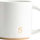 COLLECTIVE HOME - Monogram Ceramic Mugs, 15 oz Golden Initial Coffee Cups, Elegant Alphabet Tea Mugs, Elegant Personalized Mug with Gift Box, Luxurious Cups for Office and Home (s)