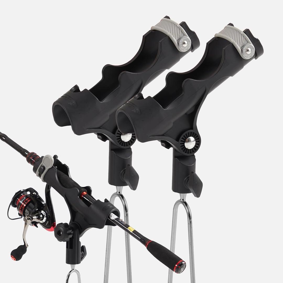 Hitorhike Fishing Rod Holder for Ground and Bank Fishing, No Tools Required Adjustable Fishing Rod Holder with Gentle Grip, Heavy Duty Rod Stand for Shore Fishing (Universal, 2)