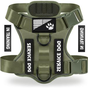 Demigreat Service Dog Harness, Reflective Dog Vest Harness with 5 PCS Patches, Adjustable Soft Oxford Pet Harness, Inner Layer Mesh, Easy to Control for Dogs XS