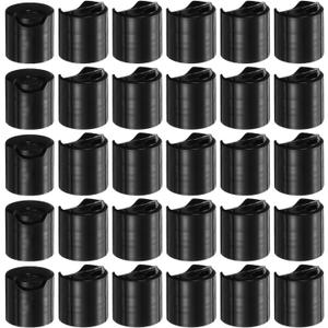 Uxcell 30pcs PP Plastic Disc Top Caps, 24/410 Replacement Press Caps, Durable Dispensing Lids for Squeeze Bottles, Black