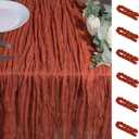 Snowkingdom 6PCS 10Ft Terracotta Cheesecloth Table Runner Bulk, 120inch Long Rust Cheese Cloth Boho Gauze Runner for Wedding Bridal Shower Rustic Sheer Fall Thanksgiving Table Decorations