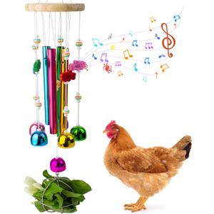 Chicken Toys with Treat Ball for Coop, Chicken Wind Chime Toys for Hens with 5 Metal Bells, Hanging Chickens Coop Pecking Toy for Hens Chicks Poultry