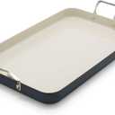 GreenPan 18" x 11" Double Burner Griddle Pan, Hard Anodized Healthy Ceramic Nonstick PFAS-Free, Stainless Steel Handles, Stovetop Cooking, Dishwasher Safe, Oven & Broiler Safe Cookware, Black