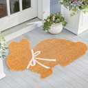 FYSUIMU Easter Bunny Shaped Natural Coir Doormat Cute Rabbit Welcome Floor Mat Non-Slip Entrance Door Rugs for Indoor Outdoor Bathroom Decor, 16.5 x 29 Inch