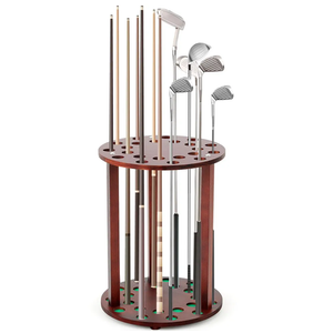 Wonderjune Wooden Golf Club Display Rack Pool Stick Holder for 22 Multiple Golf Club Organizer for Home Office Color Walnut