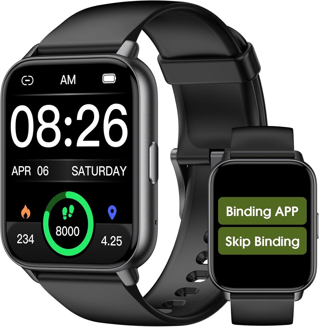 Kummel Smart Watch for Men Women, No App/Phone Required, Fitness Tracker with Pedometer, Bluetooth Call (Answer/Make Call), Heart Rate Blood Oxygen Monitor Step Counter, 100+ Sports Modes (Black)