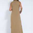 Womens Sleeveless Maxi Dress  S Beige 
Casual Loose Fit Long Tank Dresses