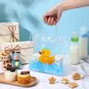 Aliceset 20 Pcs Duck Party Clear Favor Bags with Handles Rubber Duck Baby Shower Goodie Bags for Birthday Party Candy Treat Baby Shower Decoration Supplies, 8x8x3.15 Inch