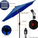 Blissun 9 ft Solar Umbrella 32 LED Lighted Patio Umbrella Table Market Umbrella with Tilt and Crank Outdoor Umbrella for Garden, Deck, Backyard, Pool and Beach (Navy Blue)