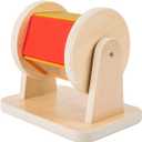 Adena Montessori Spinning Drum Baby Toys, Montessori Toys for Babies 6-12 Months Toddlers, Wooden Spinning Rainbow with Multiple Materials Baby Christmas Toys for Boy and Girls Gift (Medium-size Texture)