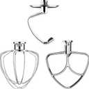 Stainless Steel Mixer Attachments for KitchenAid 4.5-5 Qt Tilt-Head Stand Mixer, Dishwasher Safe Set with Wire Whip, Dough Hook and Flat Beater, Heavy Duty Replacement Accessories for Baking