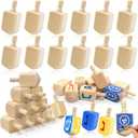 24 Pack 3 Inch Hanukkah Wooden Dreidel,Blank Unfinished Natural Wooden Chanukah Dreidels for DIY ProjectHanukkah Decorations Gifts for Party Jewish Holiday Crafts Supplies