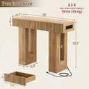 Unikito 39" Console Table with Storage Drawer and Outlets, Fluted Design, 39IN