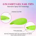 SXVME Neon Green Soft Gel Nail Tips Short Coffin Pre-colored Gel Tips Short Press on Nails Pre Applied Tip Primer Natural Acrylic Fake Nails Extensions for DIY, 300Pcs