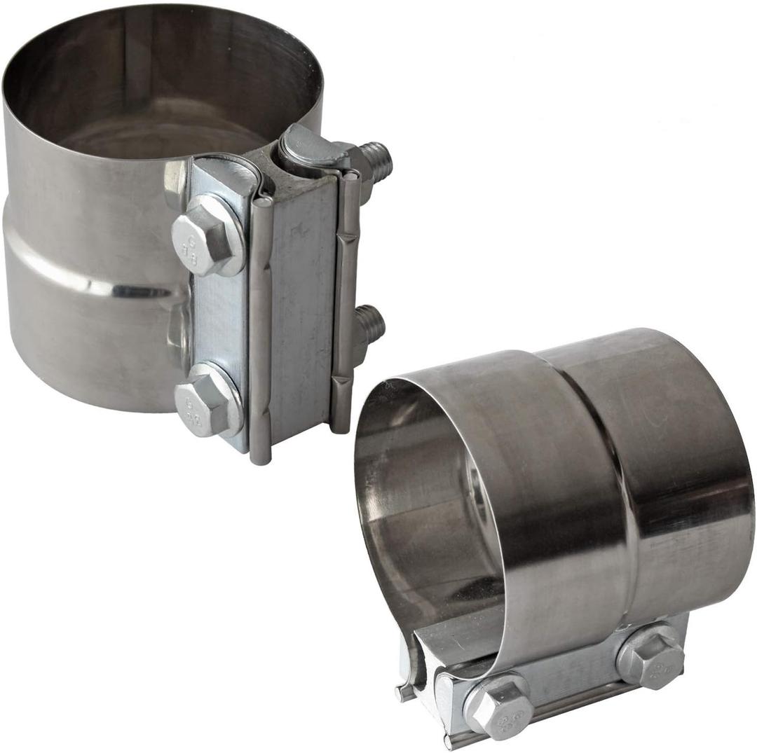 3" Inch Exhaust Clamps Stainless Steel Muffler Band Clamp for 3" Inner Diameter to 3" Outer Diameter Turbo Downpipe Tip Car System Connection (2 Pack)