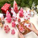 Soaoo 12 Pack Bottle Brush Christmas Trees with Bow 5 6 8 10 Inches Artificial Christmas Tree Decorations with Wood Base for Winter Snow Miniature Scene Tabletop Decor(White, Pink, Dark Pink)