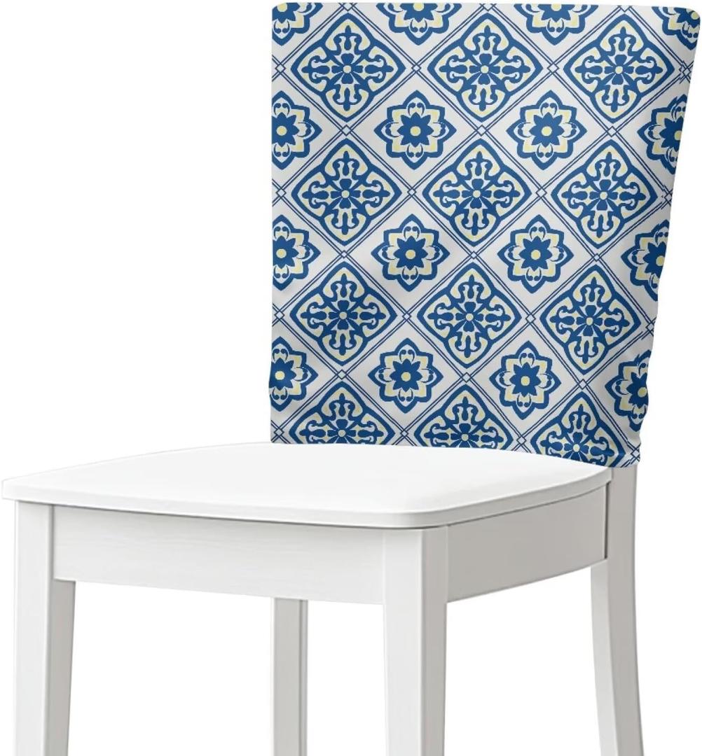 Dining Chair Back Covers Blue Dining Chair Slipcovers 4 Pcs Stretchable Soft Seat Covers Washable Chairs Slipcovers for Home Kitchen Hotel 20 x 19 Inch