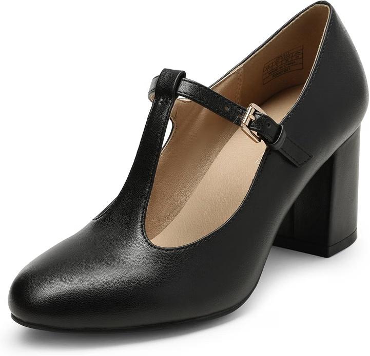 DREAM PAIRS Mary Jane Chunky Heels Wedding Dress Shoes The Classic Closed Toe Design with 2.75" Low Chunky Heels T-strap Mary Jane Pump, 11 
