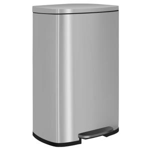 13 Gallon/50 Liter Kitchen Trash Can, Fingerprint Proof Stainless Steel Kitchen Garbage Can with Removable Inner Bucket and Hinged Lids, Step Trash Bin Pedal Rubbish Bin for Home Office,SS