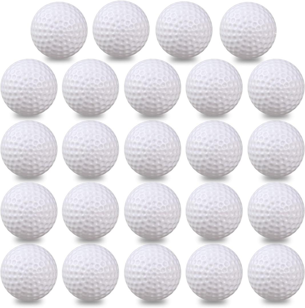 KOFULL Plastic Golf Balls, 24/ Pack Practice Golf Balls, 42mm Hollow Limited Flight Golf Practice Balls for Swing Practice Driving Range Backyard, Golf Party Decorations DIY Ideas