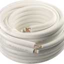 Wostore 50Ft. Mini Split Line Set Includes Two Pipes 1/4" & 3/8" O.D. 3/8" Thickened PE Insulated Coil Copper Line with Nuts for Air Conditioner HVAC Refrigeration and Heating Equipment