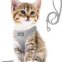 Fida Comfy Dog Harness with Leash, Cat Vest Harness Escape Proof, Breathable Lightweight Soft Mesh, Adjustable Reflective Step-in Harness for Puppy Toy Breeds & Extra-Small Pet (XXS, Grey) (XXS (Neck:11.4"-12.2"; Girth:12.6"-14.2"))