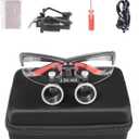 Loupes 2.5X 3.5X Magnification Binocular Magnifier Optical Glass Lens (3.5X, Black)