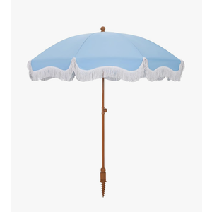 HERA'S PALACE 7ft Heavy Duty Beach Umbrella with Sand Anchor, Fringe Umbrella for Sand, UV 50+, Patio Umbrella with Tilt Pole for Garden Pool Backyard