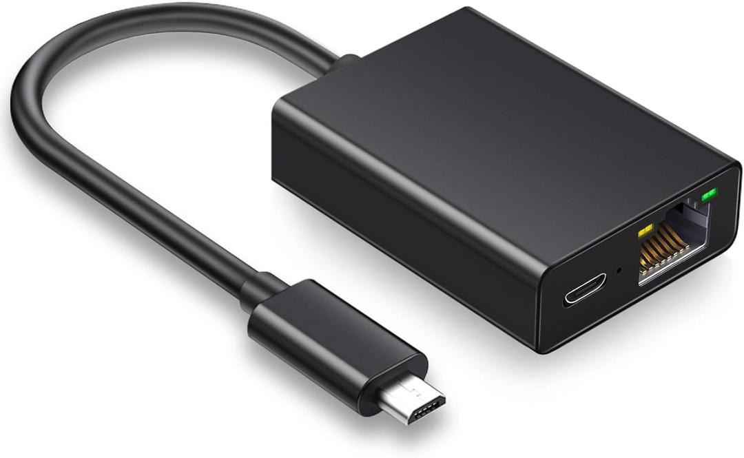 Ethernet Adapter for Fire TV Stick, Micro USB to RJ45 Ethernet Adapter Compatible with Fire TV Stick/4K/4K Max, Cube, Chromecast Ultra Audio - Black