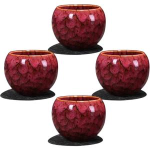 MQjzsh Chinese Japanese Traditional Ceramic Tea Cups, Mini Ceramic Kung Fu Tea Cups, Mate Cup Set, Tea, Espresso, 4-Piece Set for Home, Outdoor and Office