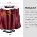 RED Rtunes Racing Universal Clamp-On Air Intake Filter Dry Washable Cone Air Filter Replacement for Car Truck SUV Engine Air Cleaner (2.5")