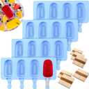 Outus 4 Pieces Ice Cream Mould Silicone Ice Lolly Mold 4-cavity Cake Pop Moulds Baking Molds with Sticks for Treats (Blue)