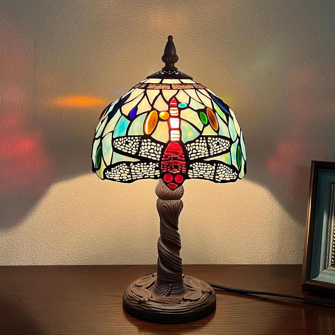 Capulina Tiffany Lamp Fine Sky Dragonfly Stained Glass Table Lamp