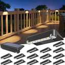 VOLISUN Solar Deck Lights 16 Pack, Warm White Glow LED Large Size Lamp, IP65 Waterproof Step Lights Outdoor for Deck, Step, Fence, Railing, Wall and Stairs(Black)