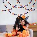 3 x GCQQ 2Packs Pompom Garland Black Orange Purple White 1.2" Large 60 Pom Pom Felt Ball Garlands 16.4Ft No DIY Halloween Garlands for Home School Fall Party Decor